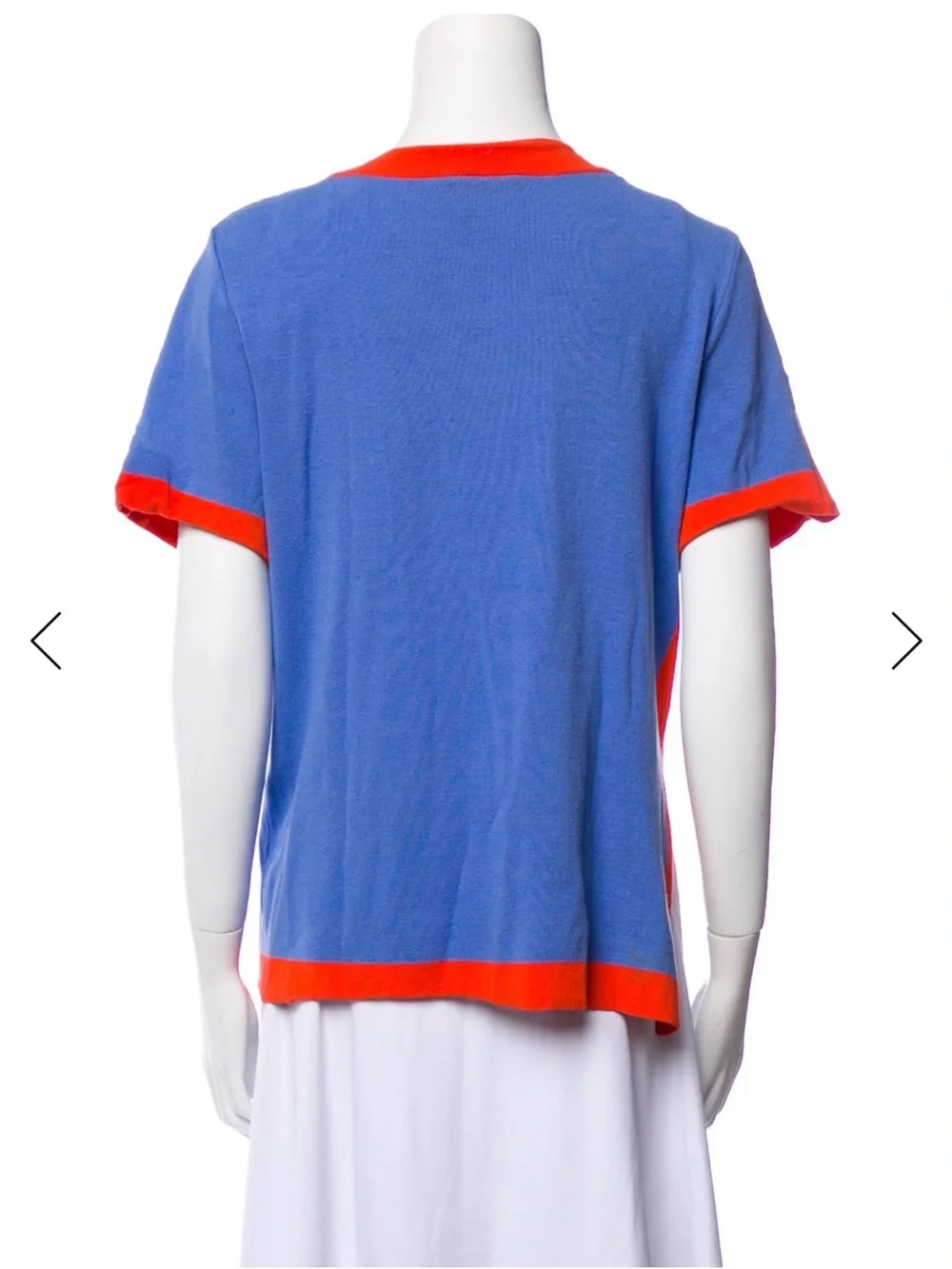 Tory Burch Blue and Orange Short Sleeve sweater. Women's Top
